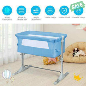 Travel Portable Baby Bed Side Sleeper Bassinet Crib with Carrying Bag-Gray Gray Bassinets & Bedside Sleepers