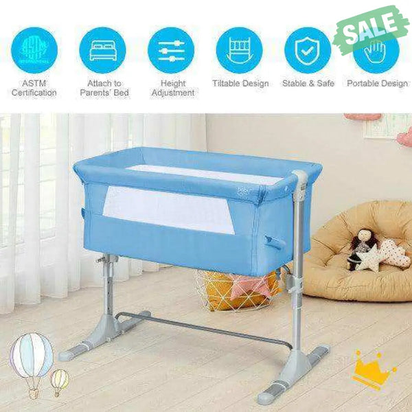 Travel Portable Baby Bed Side Sleeper Bassinet Crib with Carrying Bag-Gray Gray Bassinets & Bedside Sleepers