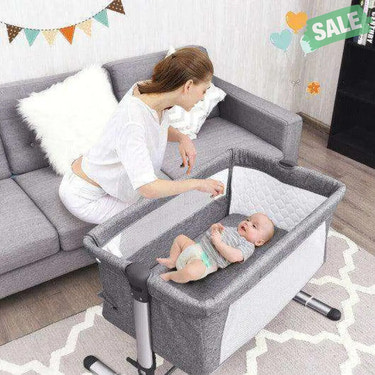 Travel Portable Baby Bed Side Sleeper Bassinet Crib with Carrying Bag-Gray Gray Bassinets & Bedside Sleepers