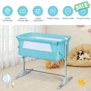 Travel Portable Baby Bed Side Sleeper Bassinet Crib with Carrying Bag-Gray Gray Bassinets & Bedside Sleepers