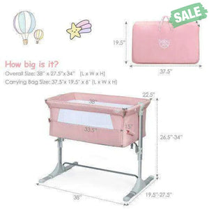 Travel Portable Baby Bed Side Sleeper Bassinet Crib with Carrying Bag-Gray Gray Bassinets & Bedside Sleepers