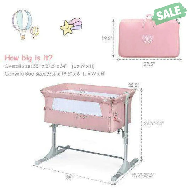 Travel Portable Baby Bed Side Sleeper Bassinet Crib with Carrying Bag-Gray Gray Bassinets & Bedside Sleepers