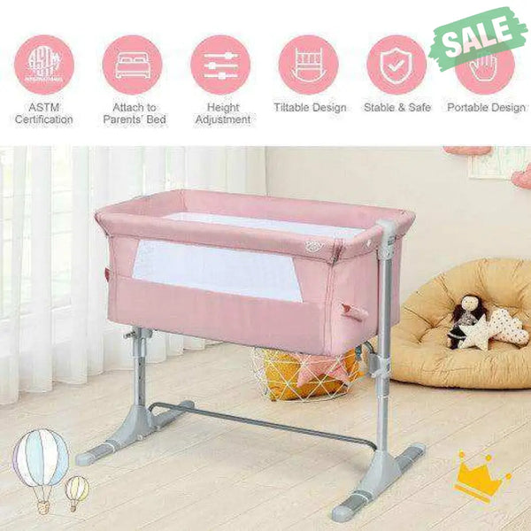 Travel Portable Baby Bed Side Sleeper Bassinet Crib with Carrying Bag-Gray Gray Bassinets & Bedside Sleepers