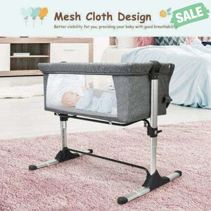 Travel Portable Baby Bed Side Sleeper Bassinet Crib with Carrying Bag-Gray Gray Bassinets & Bedside Sleepers