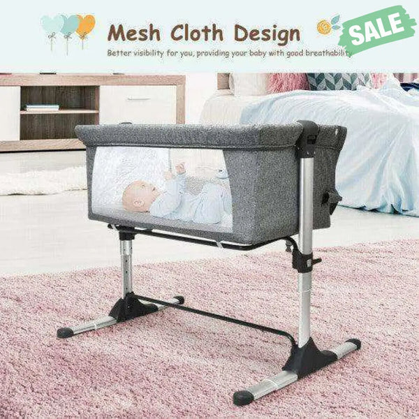 Travel Portable Baby Bed Side Sleeper Bassinet Crib with Carrying Bag-Gray Gray Bassinets & Bedside Sleepers