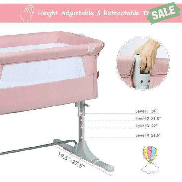 Travel Portable Baby Bed Side Sleeper Bassinet Crib with Carrying Bag-Gray Gray Bassinets & Bedside Sleepers