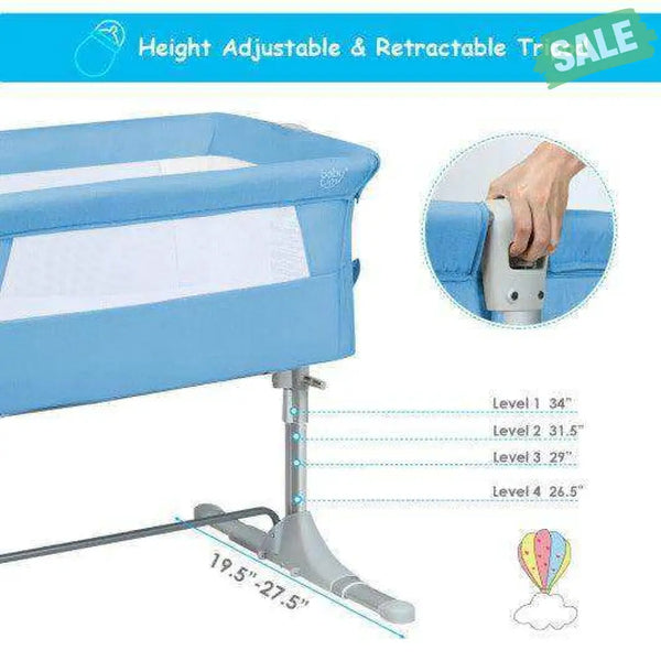 Travel Portable Baby Bed Side Sleeper Bassinet Crib with Carrying Bag-Gray Gray Bassinets & Bedside Sleepers