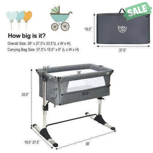 Travel Portable Baby Bed Side Sleeper Bassinet Crib with Carrying Bag-Gray Gray Bassinets & Bedside Sleepers