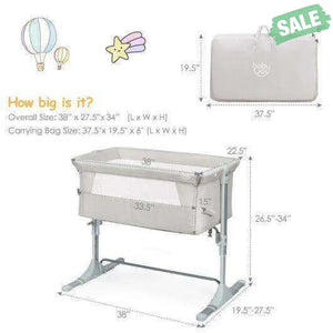 Travel Portable Baby Bed Side Sleeper Bassinet Crib with Carrying Bag-Gray Gray Bassinets & Bedside Sleepers