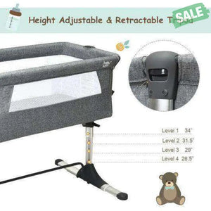Travel Portable Baby Bed Side Sleeper Bassinet Crib with Carrying Bag-Gray Gray Bassinets & Bedside Sleepers