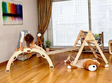 4 Pieces Climbing Set - Climbing Triangle, Arch Rocker, Pillow, and 2in1 Ramp - MOOGCO Baby