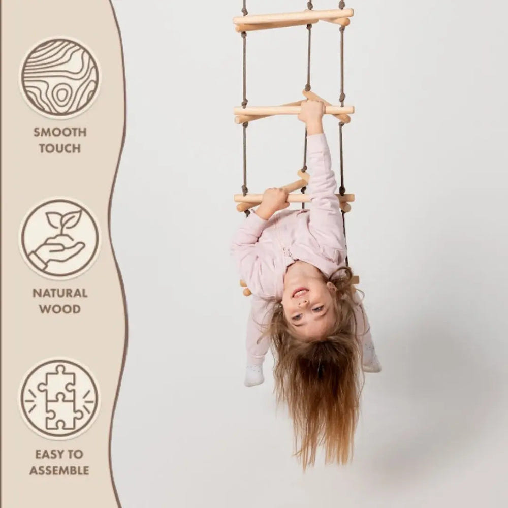 Triangle rope ladder for kids, perfect for single swing playtime fun and outdoor adventures.