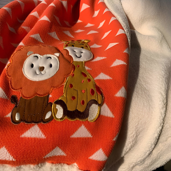 Triangles Orange White Knitted Cotton Baby Blanket