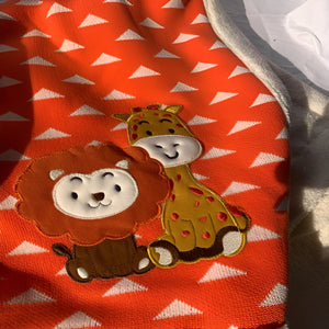 Triangles Orange White Knitted Cotton Baby Blanket