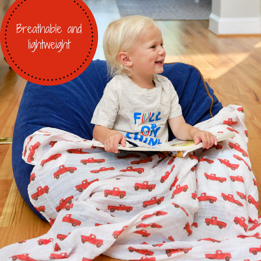 Truck Baby Muslin Swaddle Blanket - MOOGCO Baby