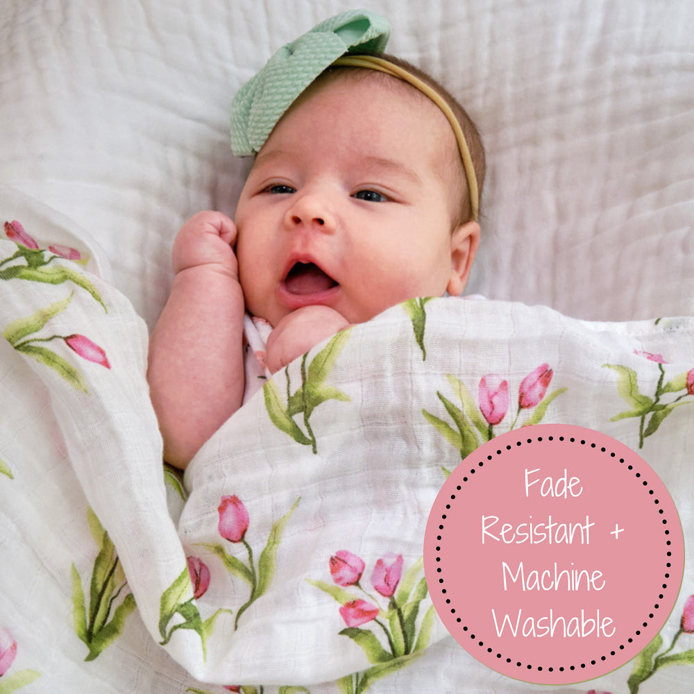 Tulip Garden Baby Muslin Swaddle Blanket - MOOGCO Baby