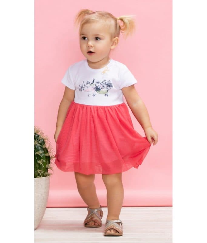 Pink tulle body dress for babies, perfect for special occasions and everyday wear.