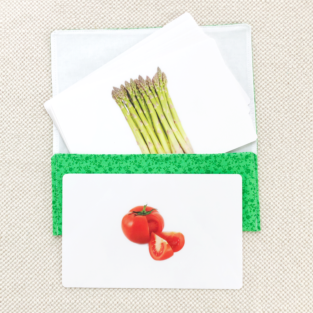 Colorful vegetables toddler cards for early learning and fun playtime activities.