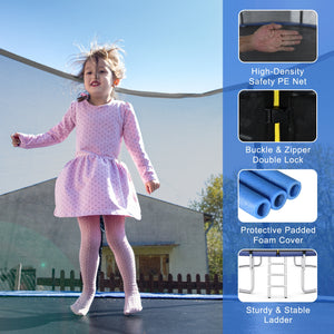 8/10/12/14/15/16 Feet Outdoor Trampoline Bounce Combo with Safety Closure Net Ladder