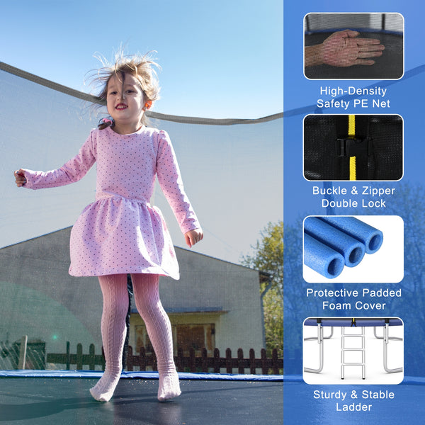 8/10/12/14/15/16 Feet Outdoor Trampoline Bounce Combo with Safety Closure Net Ladder
