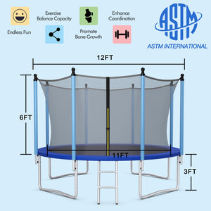 Outdoor Trampoline with Safety Closure Net