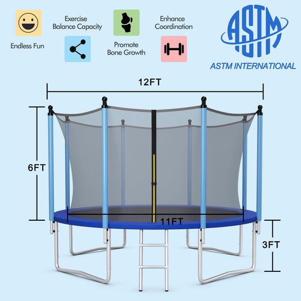 Outdoor Trampoline with Safety Closure Net