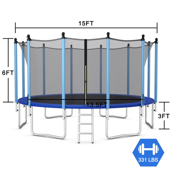 Outdoor Trampoline with Safety Closure Net