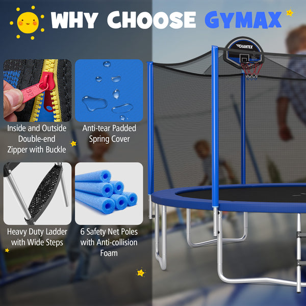 15/16 feet outdoor trampoline with enclosure net, perfect for safe recreational fun for kids.