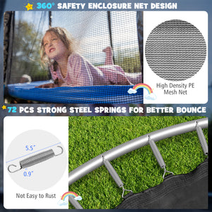 15/16 feet outdoor trampoline with enclosure net, perfect for safe recreational fun for kids.