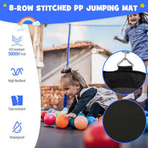 15/16 feet outdoor trampoline with enclosure net, perfect for safe recreational fun for kids. Angle view.