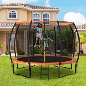 12FT ASTM Approved Trampoline with Ladder for Kids - Safe Outdoor Fun, Toys & Hobbies, Angle 17 View.