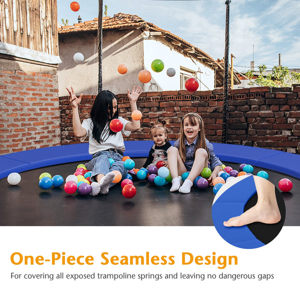 12 Feet waterproof trampoline safety pad cover, tear-resistant, ensuring safety for kids during playtime.