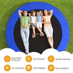 12ft waterproof trampoline safety pad cover, tear-resistant, universal fit, angle view for enhanced safety in play.