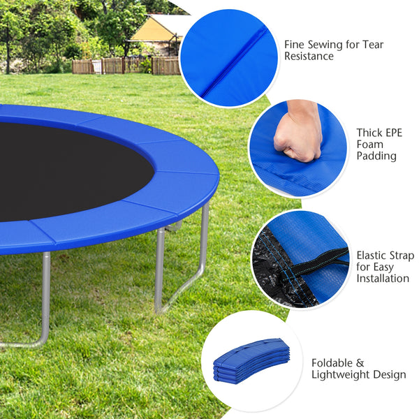12ft waterproof trampoline safety pad cover, tear-resistant, universal fit, enhancing safety for kids' playtime.