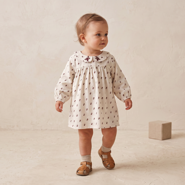 Organic Peter Pan Collar Dress - Forest Scatter