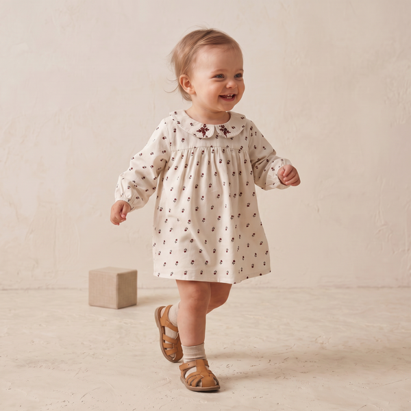 Organic Peter Pan Collar Dress - Forest Scatter