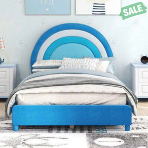 Twin Bed Frame with Height-Adjustable Headboard and Sturdy Wooden Slats-Gradient Pink Toddler Beds