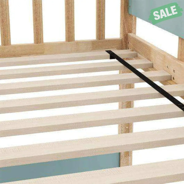 Twin Over Twin Bunk Bed with Ladder and Full-length Guardrails-Natural Natural Toddler Beds