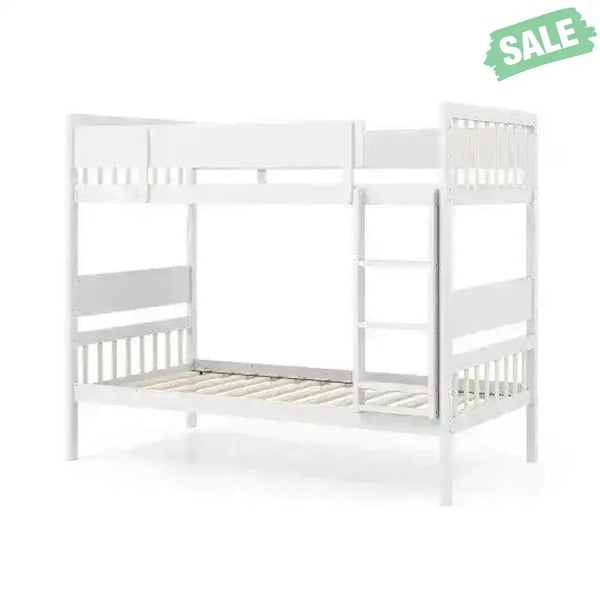 Twin Over Twin Bunk Bed with Ladder and Full-length Guardrails-Natural Toddler Beds