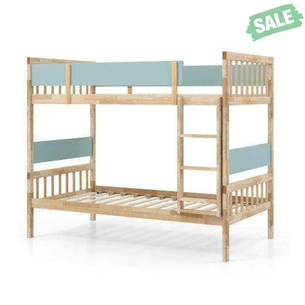 Twin Over Twin Bunk Bed with Ladder and Full-length Guardrails-Natural Toddler Beds