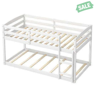 Twin Size Bunk Bed with High Guardrails and Integrated Ladder-Gray Toddler Beds
