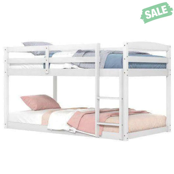 Twin Size Bunk Bed with High Guardrails and Integrated Ladder-Gray Toddler Beds