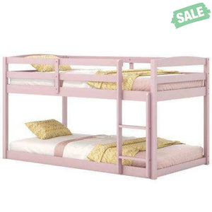 Twin Size Bunk Bed with High Guardrails and Integrated Ladder-Gray Toddler Beds