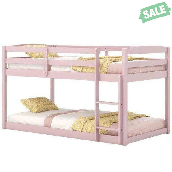 Twin Size Bunk Bed with High Guardrails and Integrated Ladder-Gray Toddler Beds