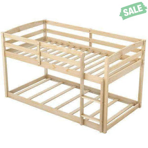 Twin Size Bunk Bed with High Guardrails and Integrated Ladder-Gray Toddler Beds