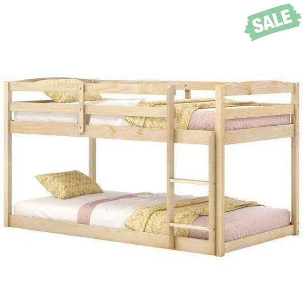 Twin Size Bunk Bed with High Guardrails and Integrated Ladder-Gray Toddler Beds