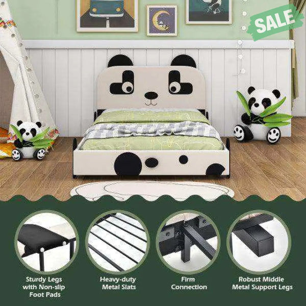Twin Size Kids Bed with Cute Panda Headboard