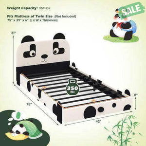 Twin Size Kids Bed with Cute Panda Headboard