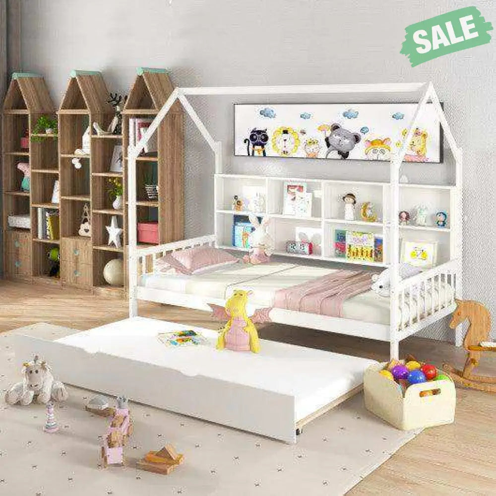 Twin Montessori Daybed Roof Shelf Compartments