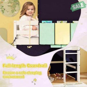 Twin Size Loft Bed Playhouse Bed Frame with Tower Tent and 3 Storage Pockets-Navy Toddler Beds
